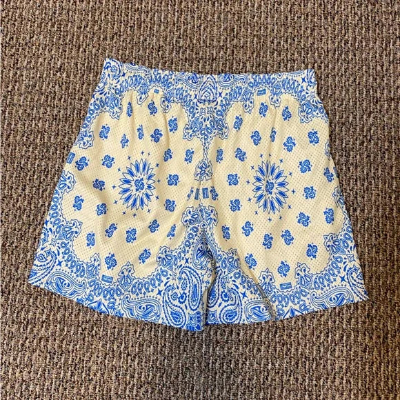 Bravest Studios Blue Beige Paisley Mesh Shorts Size XL